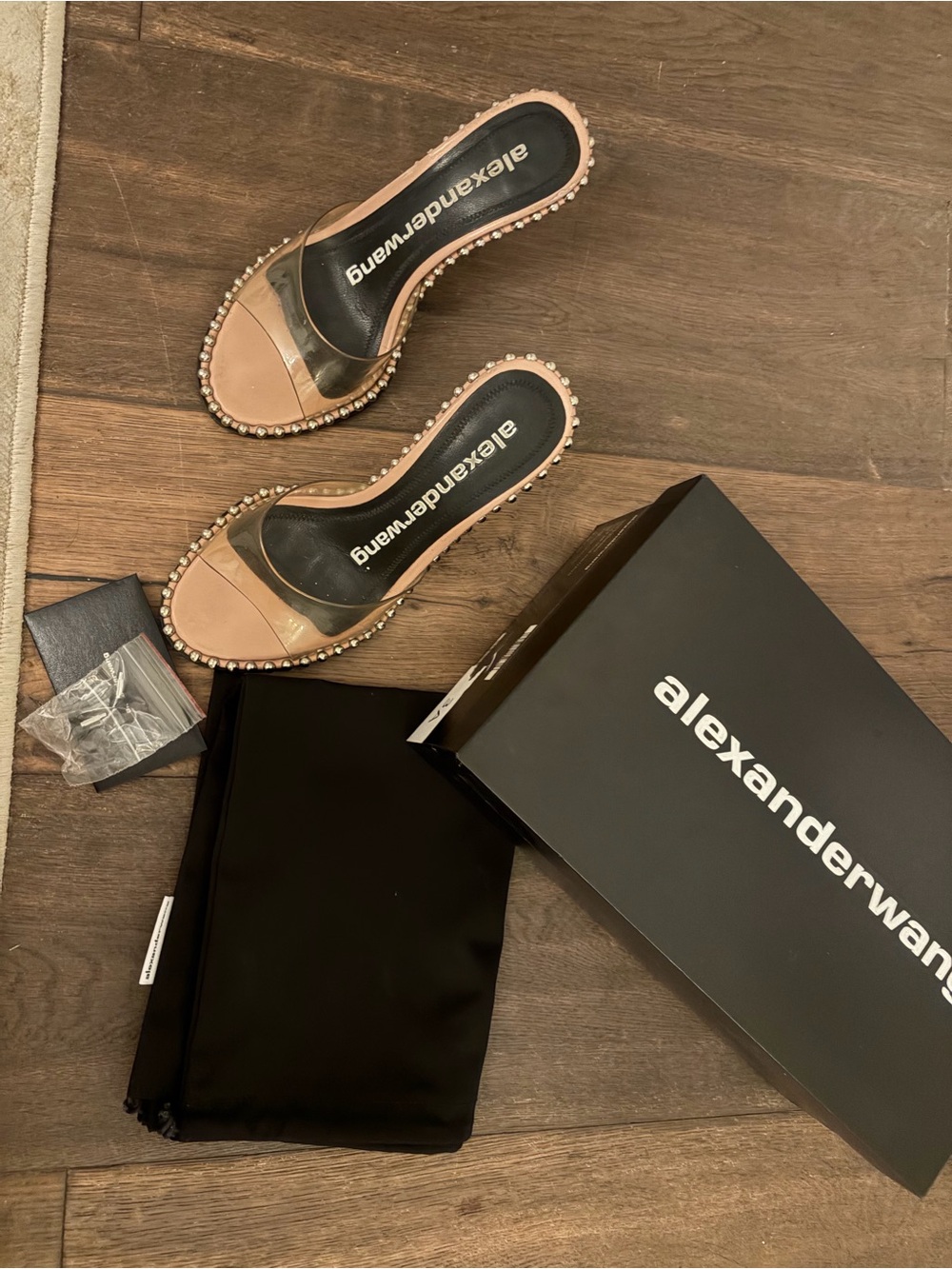 Alexander Wang Nude Beaded Clear-Detail Slide Sandals